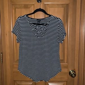 Rue21 top, black & white striped, size M